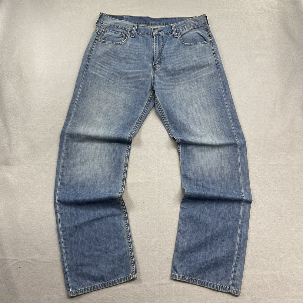 Levis Jeans Mens 33x34 Blue Denim Pants 569 Loose Straight Red Tab Cotton